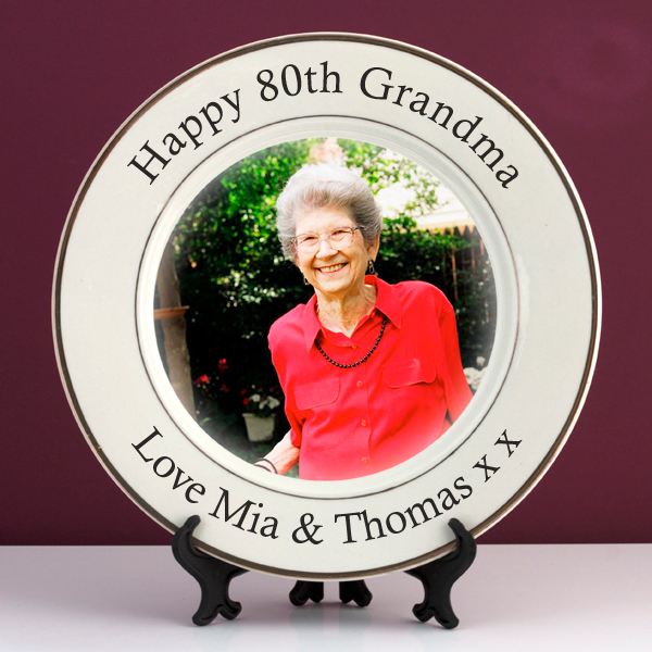 Personalised 80th Birthday Photo Plate