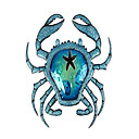 metal crab wall decor outdoor nautical hanging art blue glass decorative sculpture for pool, patio or bathroom