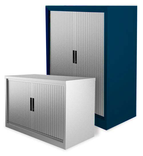 Silverline Ocean Cobalt Tambour Door Storage Cupboard 1651mm High