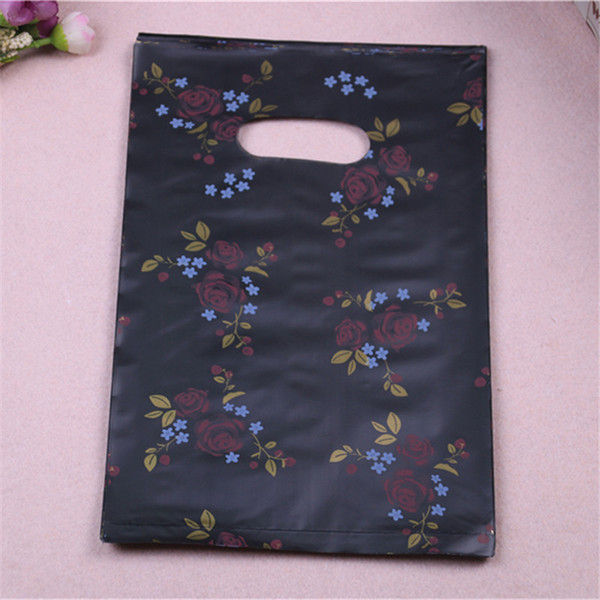 new design wholesale 100pcs/lot 20*30cm luxury black rose packaging bags for wedding favor party packing