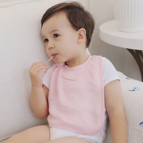 Baby Snap Bib 100% muselina de bambú orgánico suave absorbente 3 capas baberos ajustables para bebé recién nacido rosa