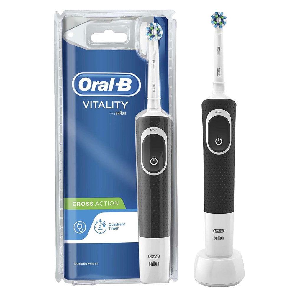 Braun Oral-B Vitality CrossAction Electric Rechargeable Power Toothbrush w timer - Black