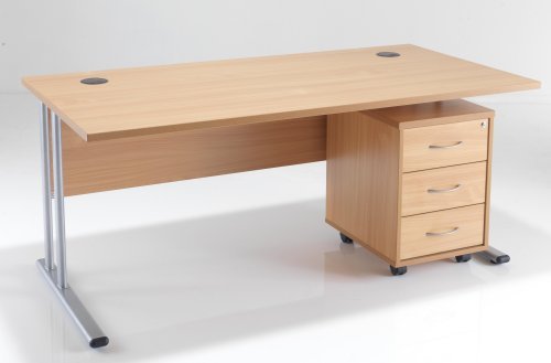 Straight 1200mm Office Desk with 3 Drawer Mobile Pedestal