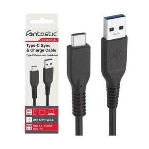 D-Parts Fontastic® Essential Datenkabel USB-C auf USB-A, 0,8m, Schwarz (211614)