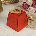Floral Rojo Estilo asiático Cajas favor de la boda - Juego de 12