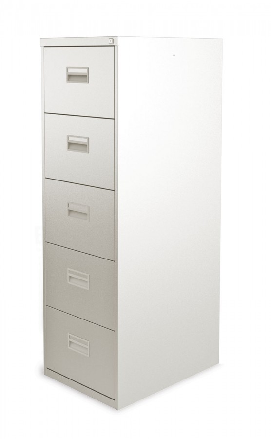 5 Drawer Lockable Filing Cabinet- Foolscap- Satin White