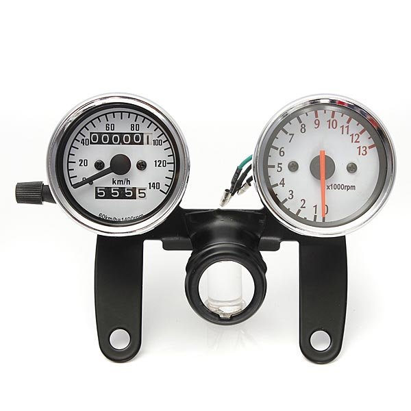 Motorcycle Odometer Tachometer Speedometer Gauge with Black Bracket