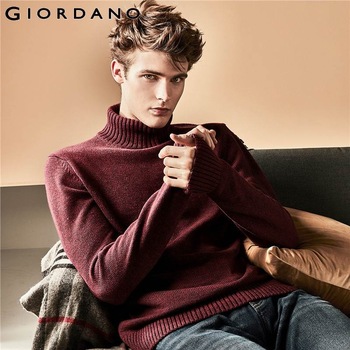 Giordano Men Sweater Men Thick Turtleneck Pullover Men Ribbed Cuffs Hem Sweater Men Heather Pullover Homme Autumn Winter Tops