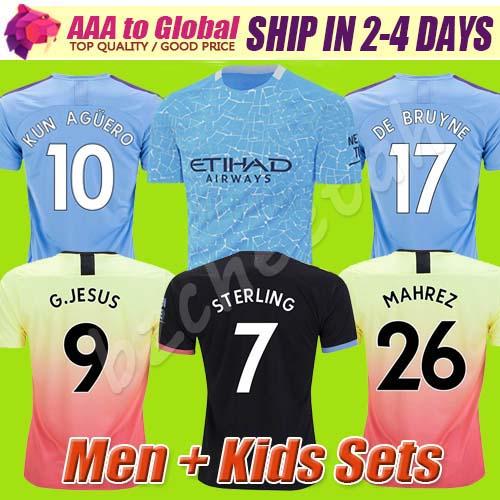 stars sterling de bruyne kun aguero 20 21 man soccer jersey city 2021 sane jerseys football shirt men kids kit sets uniforms
