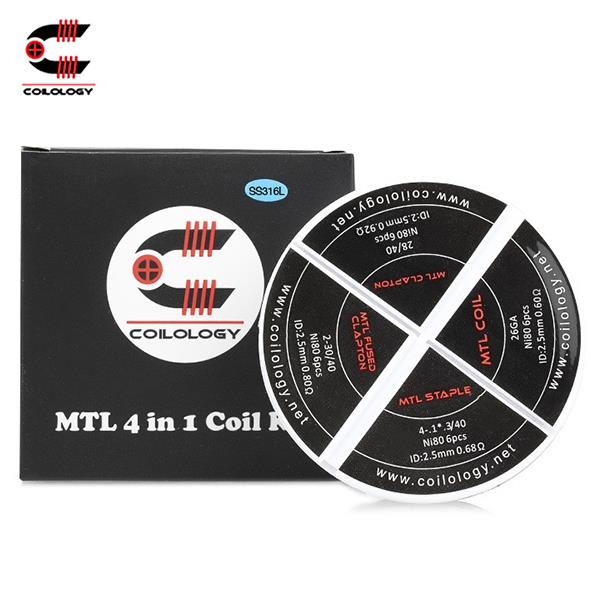 Authentic Coilology MTL Performance SS316L 4 in 1 Pre-built Fused Clapton Coil Wire Set Kit 24pcs