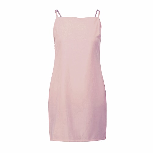 Sexy Women Mini Slim Dress Strappy Open Back Sleeveless Adjustable Strap Casual Beach Holiday Dress