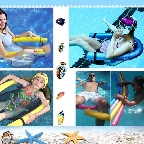 150 * 6.5cm 2 Ways of Water Foam Swimming Stick Soft Noodle Pool Mesh Floating Chair for Adults and Children Auxiliary Tools of Swimming