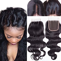 Guanyuwigs Brazilian Hair 4x4 Closure Wavy Free Part / Middle Part / 3 Part Swiss Lace Human Hair Women's With Baby Hair / Soft / Silky Dailywear / Daily