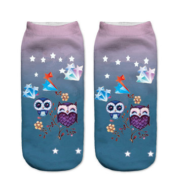 Women 3D Owl Print Ankle Socks
