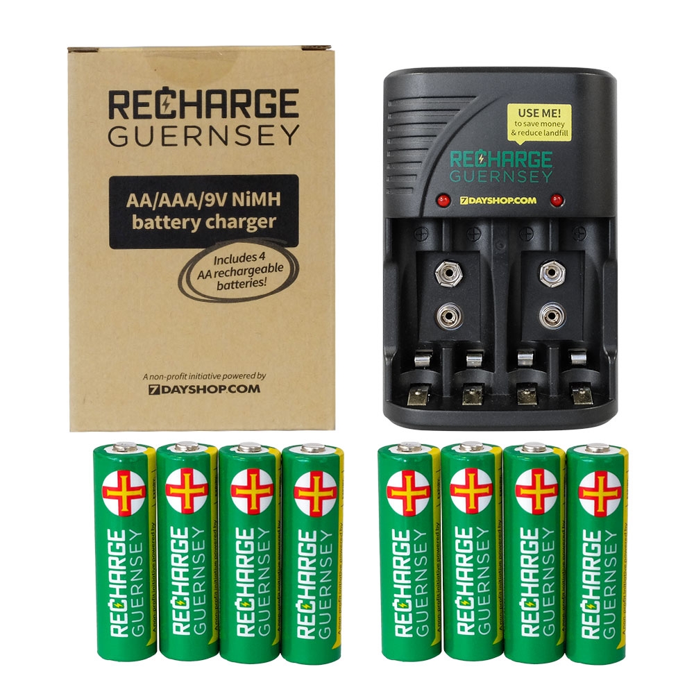 RG Battery Charger with 8x AA Rechargeable Batteries EXTRA VALUE KIT!