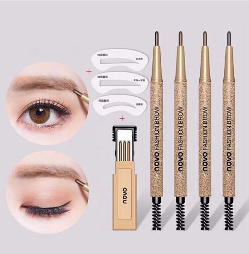3Pc/Set Makeup Waterproof Eyebrow Pencil With 3Pcs Pencil Refill +3Pcs Eye Template Eye Brow Make Up Tools Kits