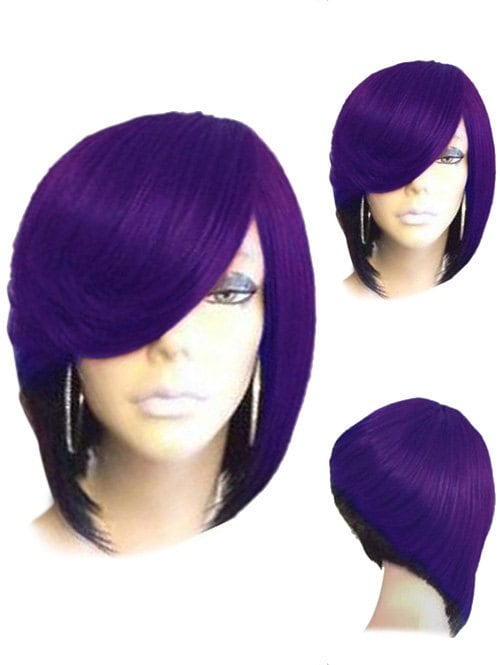 Short Side Parting Straight Inverted Bob Colormix Synthetic Wig