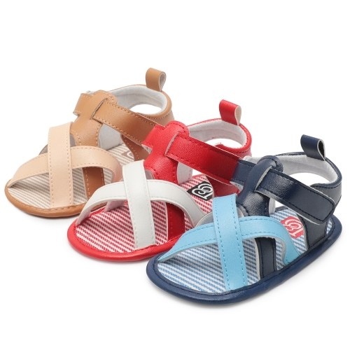 Zapatos de bebé para niños pequeños Sandalias PU Cinta mágica Suela blanda Zapatillas antideslizantes Prewalker para Summer Red US Size 6