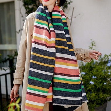 Women Multicolor Stripes Scarves Blanket Shawl