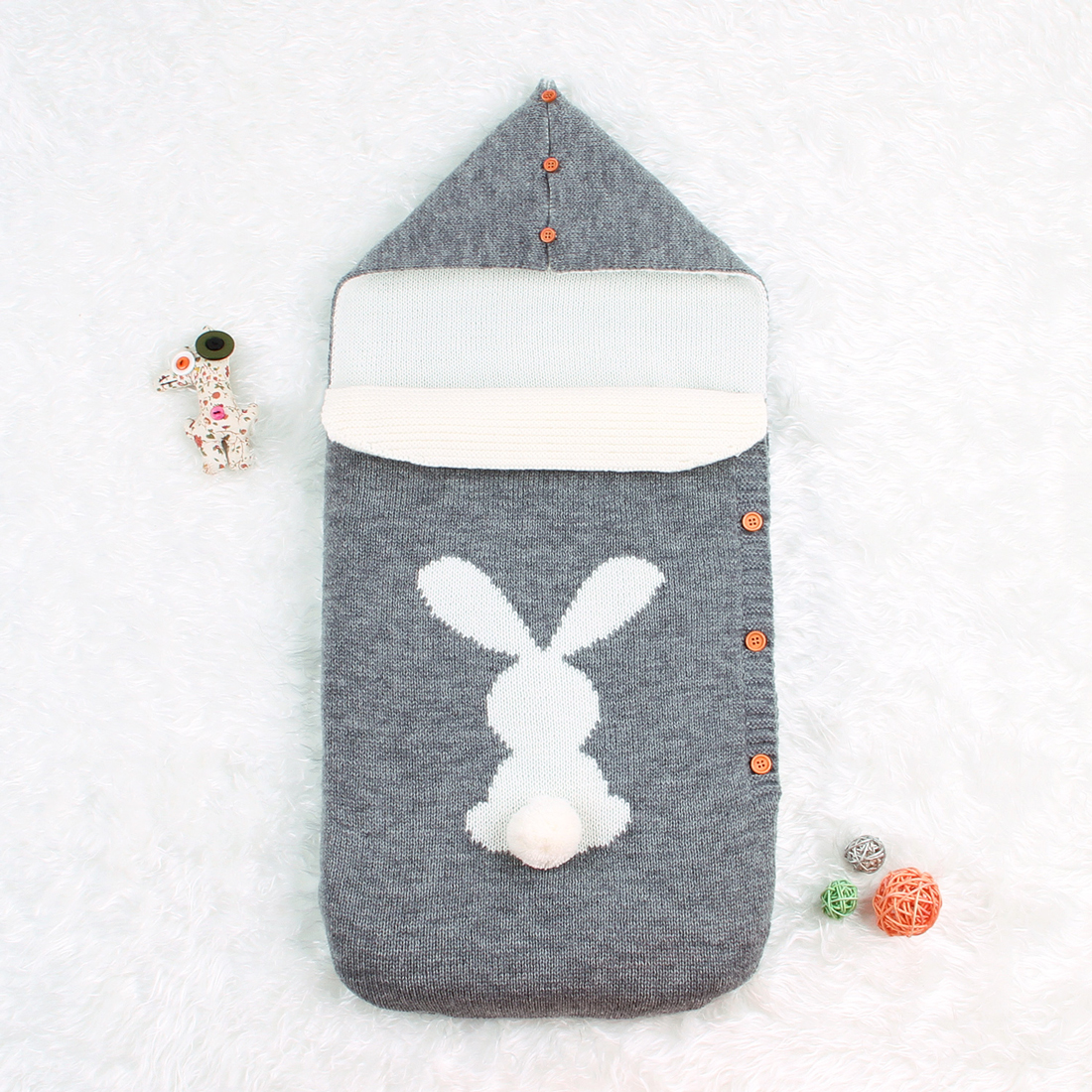 Comfy Rabbit Knitted Hooded Sleeping Bag