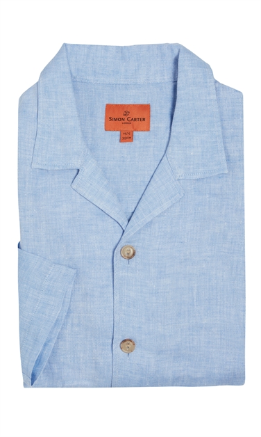 Herringbone Linen Blue Light Jacket Or Shirt
