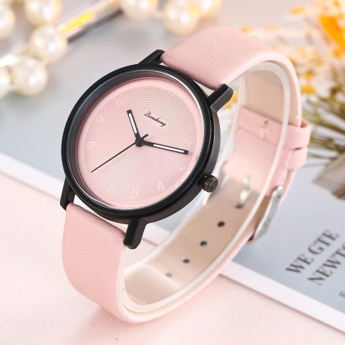 Señora Fashion Simple Quartz Watch Mujer Casual Aleación Caja Cuero Banda Reloj de pulsera