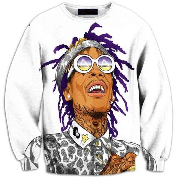 Earrings Men's 3D tattoo printed sweater long sleeve Pullover fashion men's sweater-0155