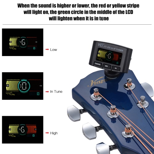 Multi-functional Clip Tuner Guitar Bass Violin Ukelele Chromatic Tuning Mode with Colorful Display for Most Musical Instruments