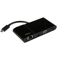 StarTech.com USB-C Multifunction Adapter for Laptops 4K HDMI VGA USB Type-C - Externer Videoadapter - USB 3,1 - HDMI, RJ-45, VGA - Schwarz (DKT30CHV)