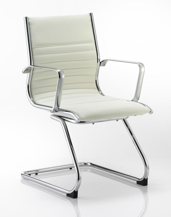 Ritz Leather Cantilever Visitor Chair in White