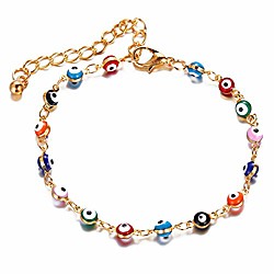 gold dainty evil eye bracelets for women,14k gold blue evil eye copper chain bracelets for teen girls(colorful) Lightinthebox