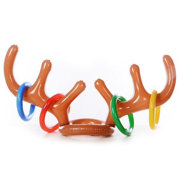 Funny Reindeer Antler Christmas Toy Children Kids Inflatable Head Hoop Ring Toss Christmas Supplies Toy
