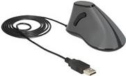 DeLOCK - Maus - ergonomisch - Für Rechtshänder - optisch - 5 Tasten - kabelgebunden - USB - Grau, Schwarz - Einzelhandel