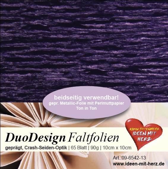 DuoDesign Faltfolien, Seiden-Optik, 10 x 10 cm, 65 Blatt, aubergine