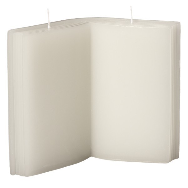 Buch-Kerze, aufgeschlagen, weiß, 13 x 15,5 cm
