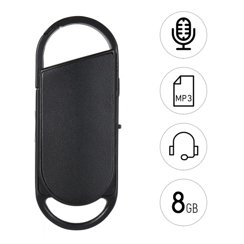 8 GB Grabadora de voz portátil Disco USB Llavero Estilo Reproductor de Audio Dictafono MP3 Recargable