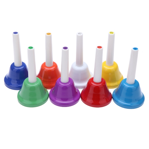 Kit de Cloches à Main En Métal Coloré 8-Note Jouet Musical des Enfants Instrument de Percussion