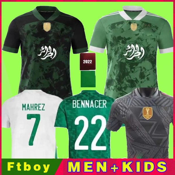 Algerie 2021 home white away green Soccer Jerseys MAHREZ FEGHOULI BENNACER ATAL 20 21 Algeria football kits shirt men + kids sets maillot de foot