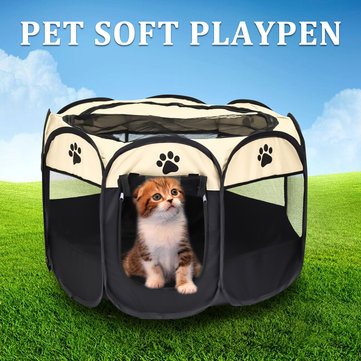 Pet Dog Cat Tent Playpen Exercise Play Pen Soft Fence Cage Kennel Crate Folding
