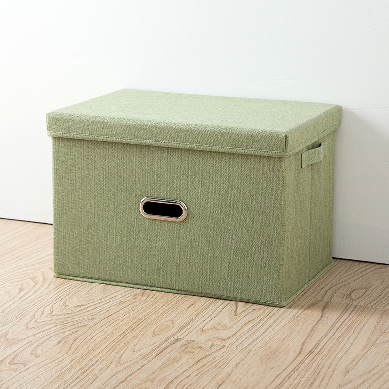 Solid Cationic Fabric Allover Drawstring Storage Box With Cover