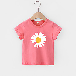 T-shirt pour filles imprimé fleurs d'été 2021 nouvelle chemise pour enfants de style coréen t-shirt à manches courtes en pur coton pour femmes miniinthebox