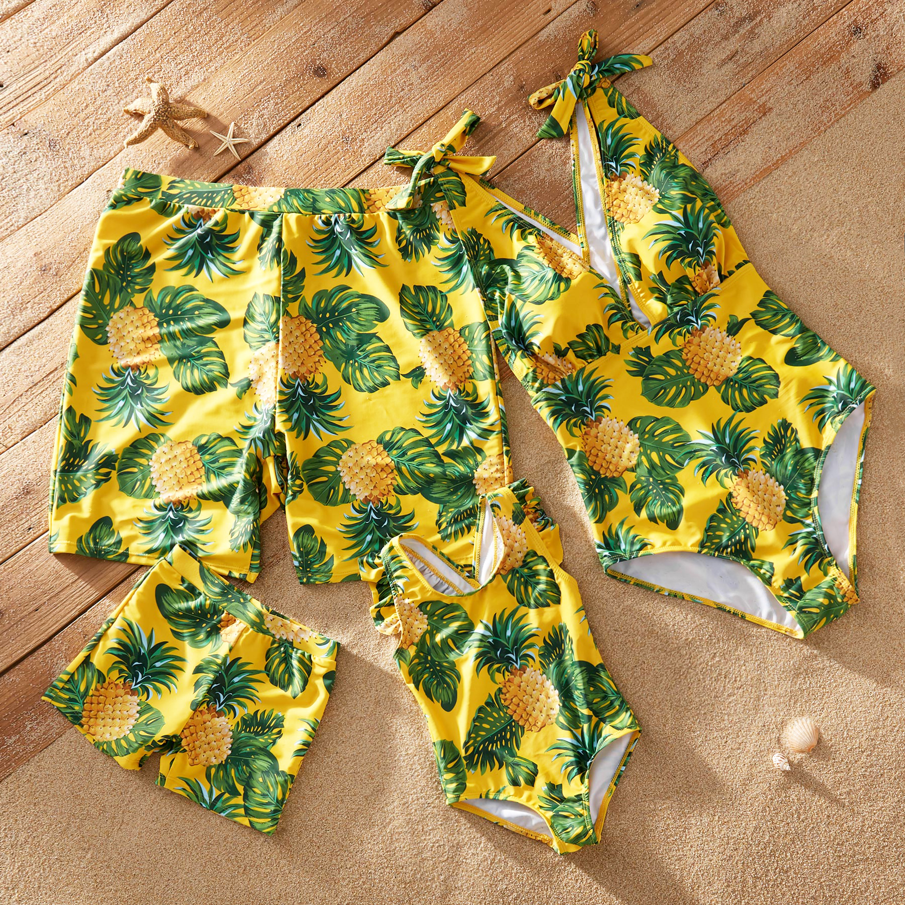 Pineapple Print Matching Swimsuits