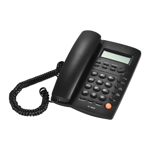 Teléfono con cable de escritorio con pantalla LCD Identificador de llamadas Volumen de la calculadora ajustable Reloj despertador para la casa Centro de llamadas del hogar Office Company Hotel