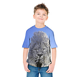 Enfants Garçon T-shirt Tee-shirts Manches Courtes Lion 3D effet Animal Unisexe Imprimé Bleu Enfants Hauts Eté Actif Usage quotidien Standard 3-12 ans miniinthebox
