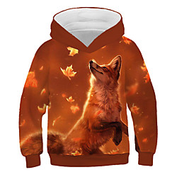 Kids Boys' Hoodie  Sweatshirt Long Sleeve Wolf Print 3D Fox Animal Print Brown Children Tops Active Streetwear Lightinthebox