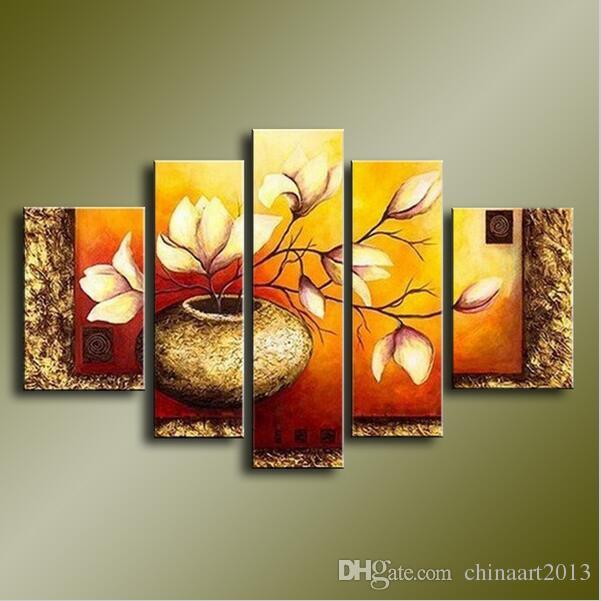 100% Hand-painted wall art Beautiful flowers water side home decoration abstract Landscape oil painting on canvas