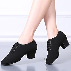 Women's Latin Shoes Teacher shoes Practice Trainning Dance Shoes Line Dance Performance Indoor ChaCha Professional Split Sole Thick Heel Black Lightinthebox