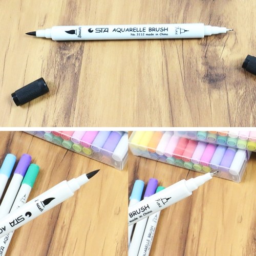 1Pcs Watersoluble Double Headed Mark Pen Soft Head Colorful Hand Drawing Pen Suit