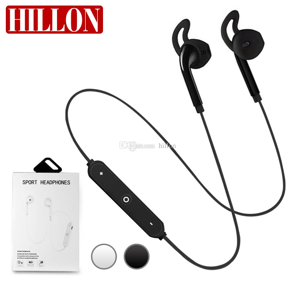 For S6 Wireless Bluetooth Headphone Stereo Cellphone with Mic In Ear Headset Stereo Sound Earbuds for Outdoor Sport Running in Retail Box