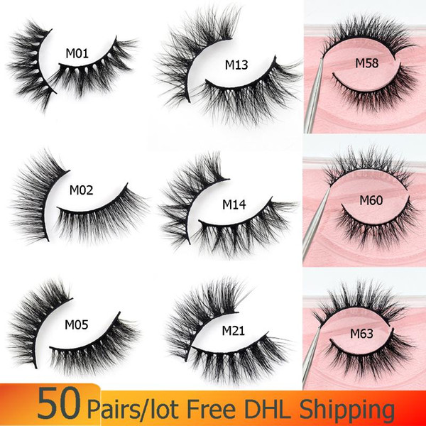 50pairs/pack visoeyelashes mink false eyelashes handmade mink collection 3d dramatic lashes 43 styles pink box bulk